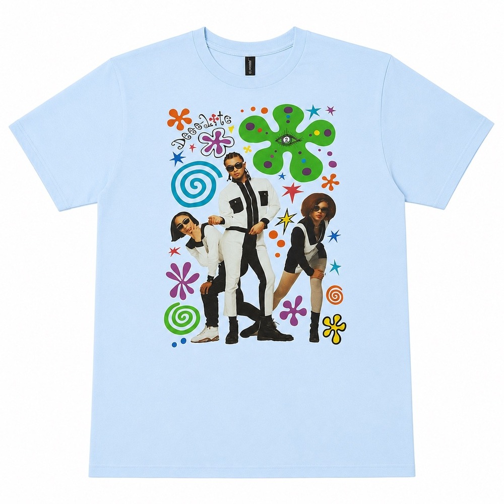 Deee-Lite Graphic T-Shirt Light Blue Psychedelic Flower Music Band Tee NEW
